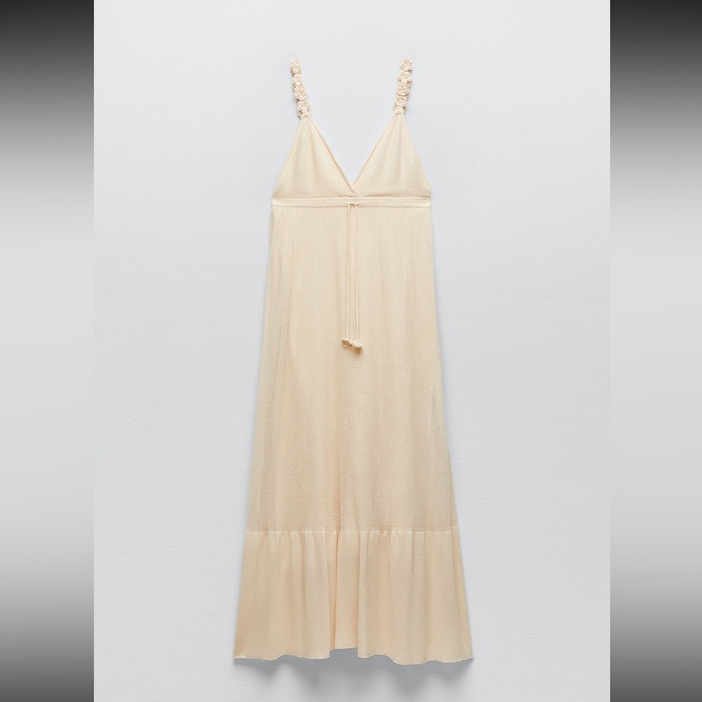 Zara Cream Midi with Flower Detail Straps size M